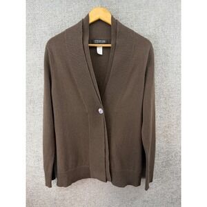 Jones New York Collection Cashmere Cardigan Brown Shawl Collar Sweater 0X Woman